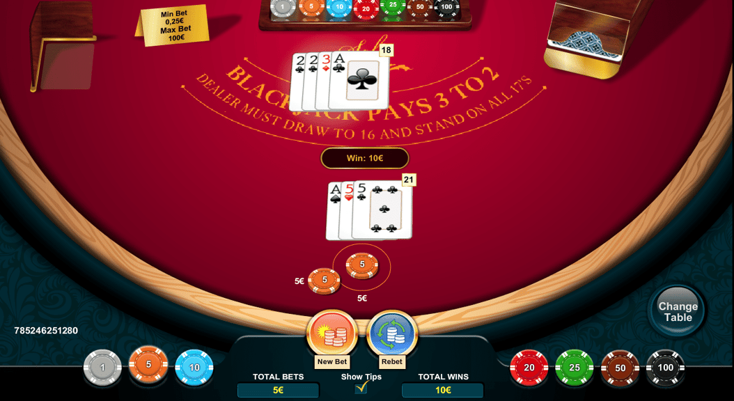 Blackjack solo - win